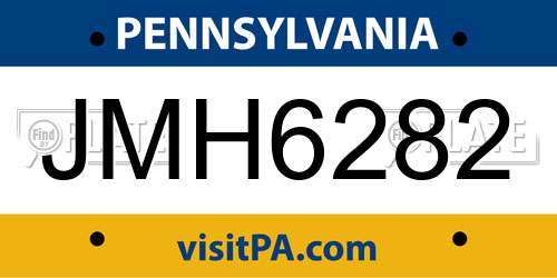 JMH6282 Pennsylvania License Plate