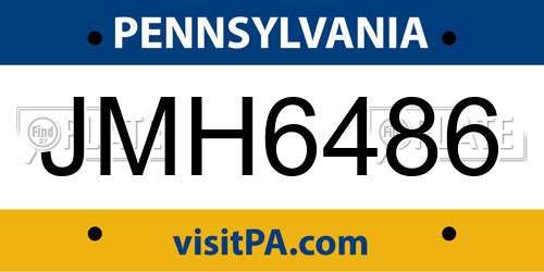JMH6486 Pennsylvania License Plate