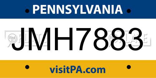 JMH7883 Pennsylvania License Plate