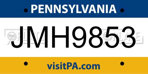 JMH9853 Pennsylvania License Plate