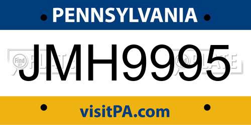 JMH9995 Pennsylvania License Plate