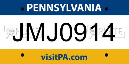 JMJ0914 Pennsylvania License Plate