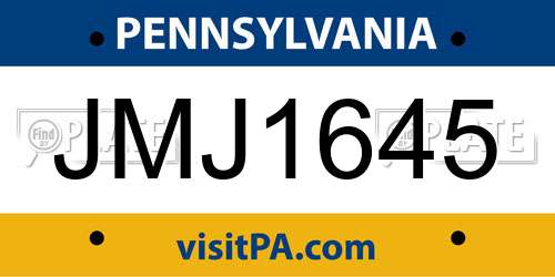 JMJ1645 Pennsylvania License Plate