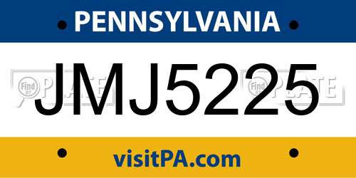 JMJ5225 Pennsylvania License Plate
