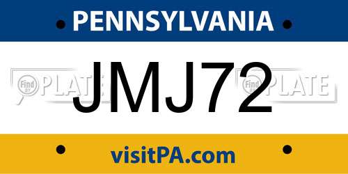 JMJ72 Pennsylvania License Plate