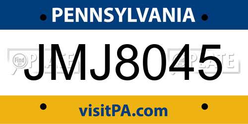 JMJ8045 Pennsylvania License Plate