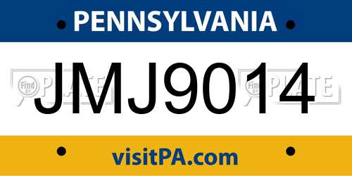 JMJ9014 Pennsylvania License Plate
