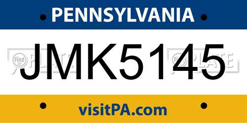 JMK5145 Pennsylvania License Plate