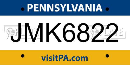 JMK6822 Pennsylvania License Plate