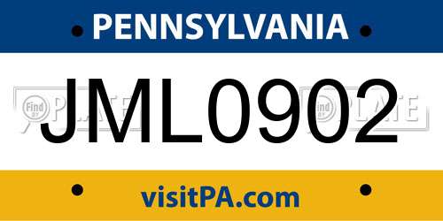 JML0902 Pennsylvania License Plate