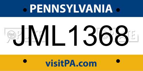 JML1368 Pennsylvania License Plate