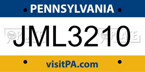 JML3210 Pennsylvania License Plate