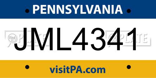 JML4341 Pennsylvania License Plate