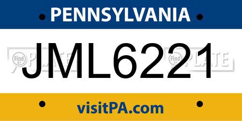 JML6221 Pennsylvania License Plate