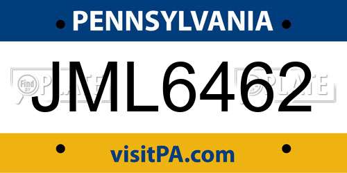JML6462 Pennsylvania License Plate