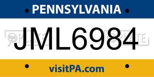 JML6984 Pennsylvania License Plate