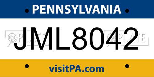 JML8042 Pennsylvania License Plate