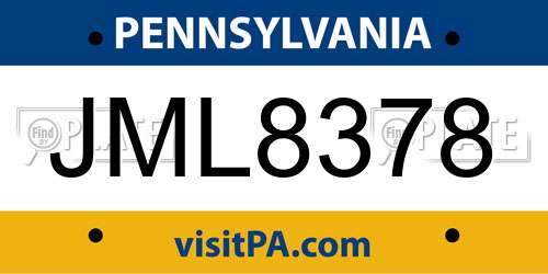 JML8378 Pennsylvania License Plate