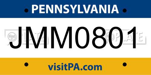 JMM0801 Pennsylvania License Plate