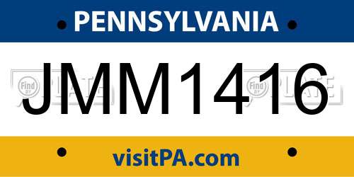 JMM1416 Pennsylvania License Plate