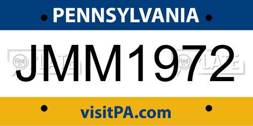 JMM1972 Pennsylvania License Plate