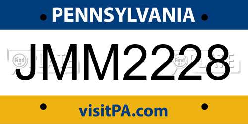 JMM2228 Pennsylvania License Plate