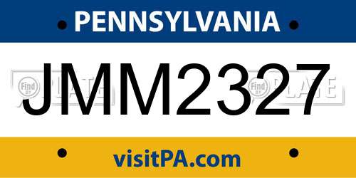JMM2327 Pennsylvania License Plate