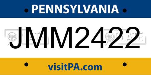 JMM2422 Pennsylvania License Plate