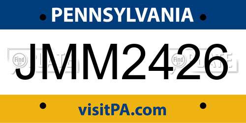 JMM2426 Pennsylvania License Plate