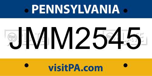 JMM2545 Pennsylvania License Plate