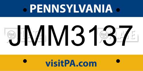 JMM3137 Pennsylvania License Plate