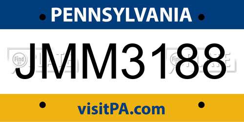 JMM3188 Pennsylvania License Plate