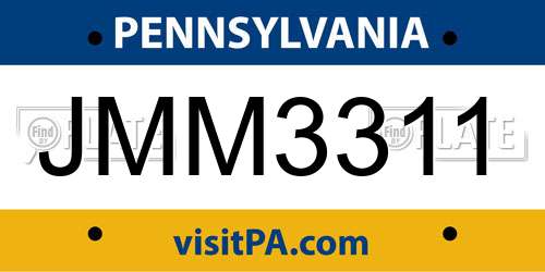 JMM3311 Pennsylvania License Plate