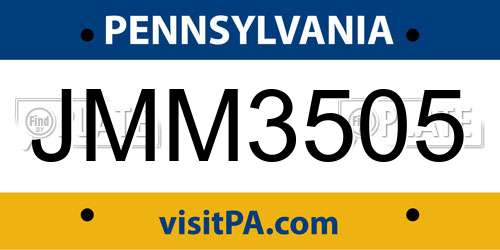 JMM3505 Pennsylvania License Plate