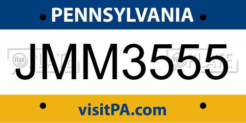 JMM3555 Pennsylvania License Plate