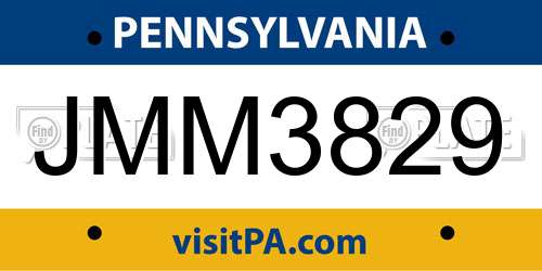 JMM3829 Pennsylvania License Plate