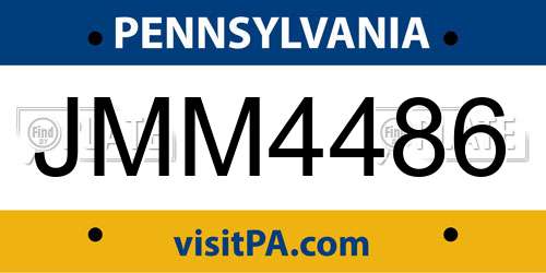 JMM4486 Pennsylvania License Plate