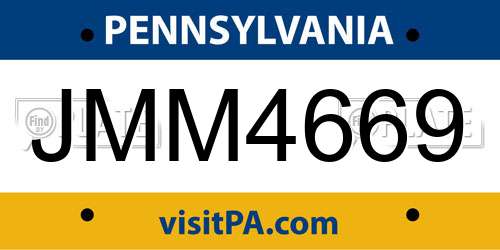 JMM4669 Pennsylvania License Plate