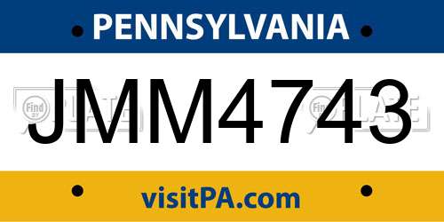 JMM4743 Pennsylvania License Plate
