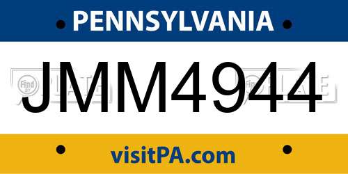 JMM4944 Pennsylvania License Plate