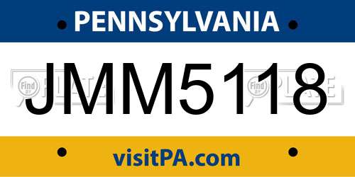 JMM5118 Pennsylvania License Plate