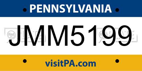 JMM5199 Pennsylvania License Plate