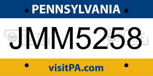 JMM5258 Pennsylvania License Plate