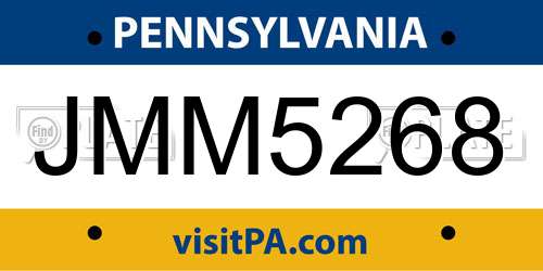 JMM5268 Pennsylvania License Plate