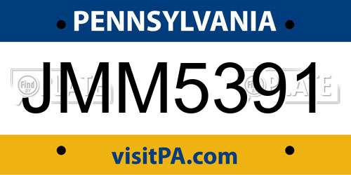 JMM5391 Pennsylvania License Plate