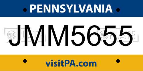 JMM5655 Pennsylvania License Plate