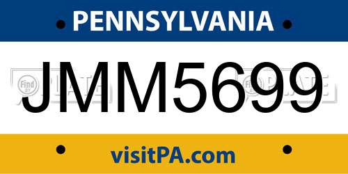 JMM5699 Pennsylvania License Plate