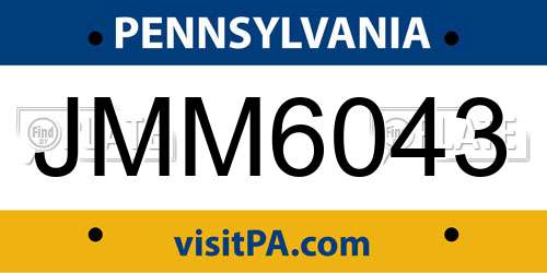 JMM6043 Pennsylvania License Plate