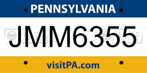 JMM6355 Pennsylvania License Plate
