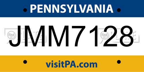 JMM7128 Pennsylvania License Plate